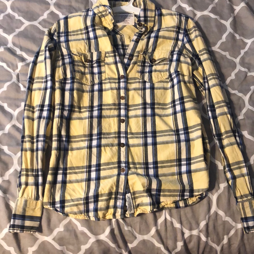 Yellow, blue, and white flannel